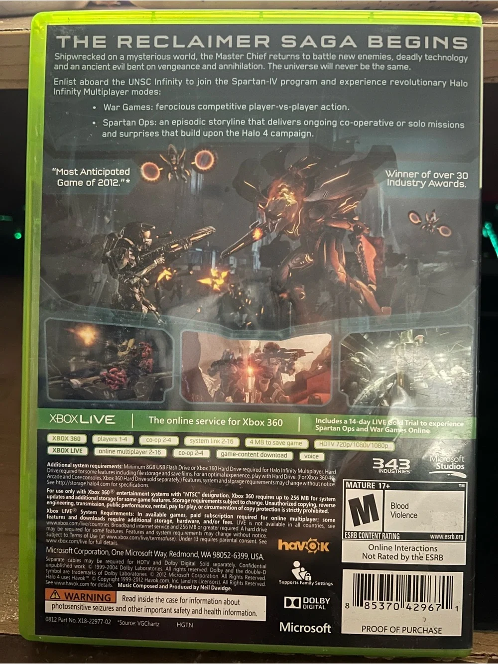 Microsoft Xbox 360 Halo 4 Game Case – Neon Green